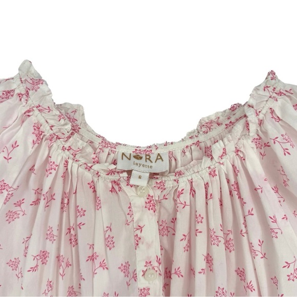 Nora Layette Baby Smocked Ruffle Day Gown 6M Pink Floral Bouquet - Picture 4 of 5